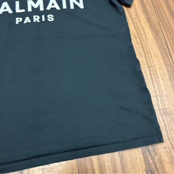 Balmain Paris Womens T Shirt Black Logo Spellout Lettering Size XS - Picture 6 of 12